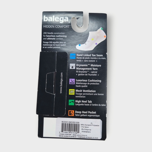 Balega Hidden Comfort No Show Tab S (Unisex) Citrus Zesty Color Lemon - Picture 2 of 5